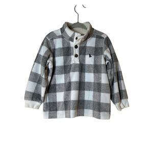 CARTER’S Boy’s Checked Fleece Pullover with Sherpa Collar / Size: 24 Months
